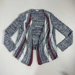 J.‎ JILL Blue White Red Marbled Long Sleeve Open Ladies Cardigan Womens Small